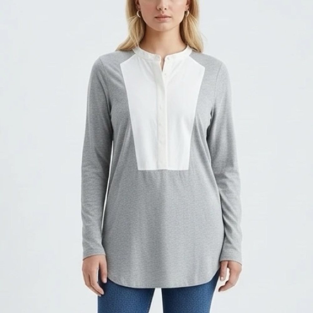 Vince Grey Long Sleeve Button Front Top